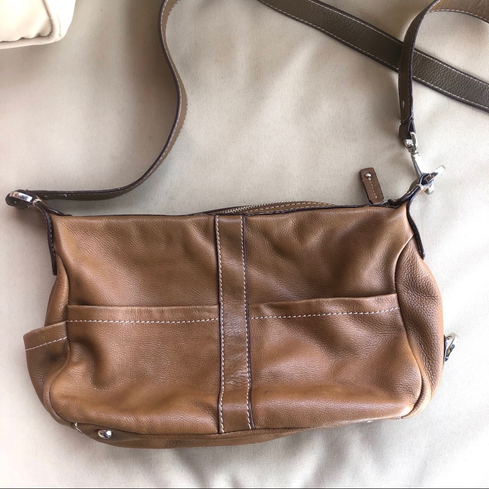 Tignanello Brown Leather Multi Pocket Shoulder Bag - image 2